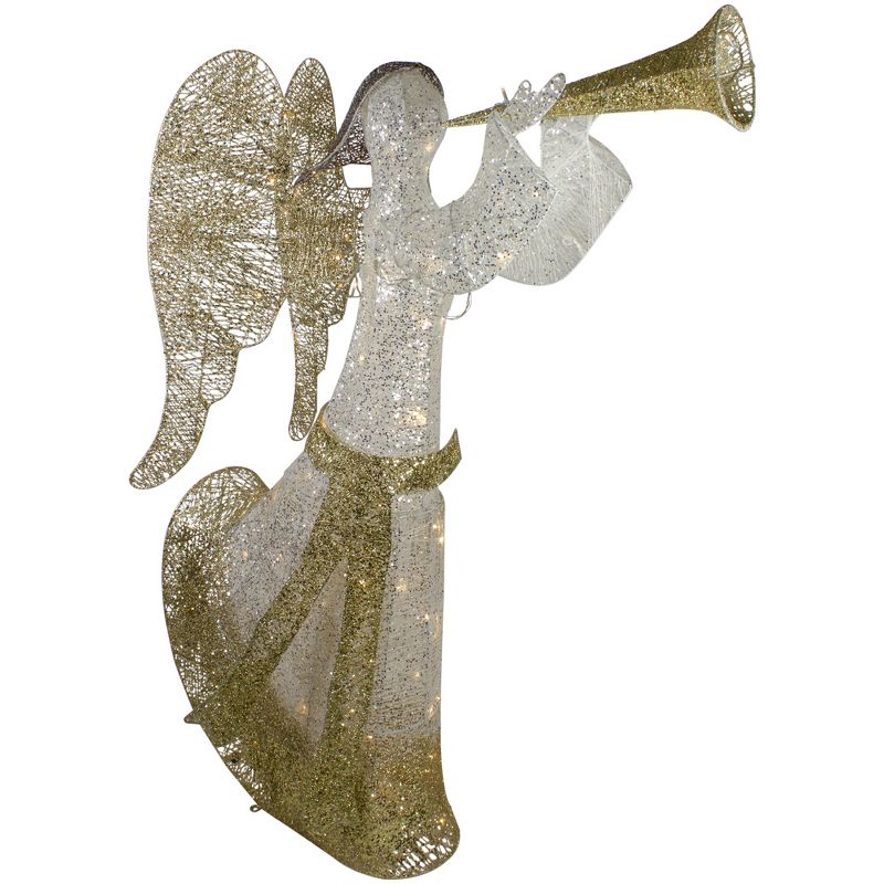 Northlight 44" Cotton Thread LED Lighted Gold and Silver Glitter Angel Outdoor Christmas Decoration, 2 of 4