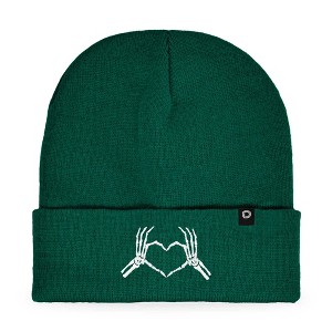 Dalix Heart of Bones Embroidered Beanie Skeleton Warm Winter Knit Hat for Women - 1 of 4