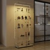 Racxily Tempered Glass Display Cabinet, Wine Cabinet, Storage Cabinet, File Cabinet with LED, Lock on Door, Tempered Glass Top, Casters at Bottom - 2 of 4