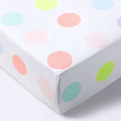 Fitted Crib Sheet Dots - Cloud Island™ - White/Neon
