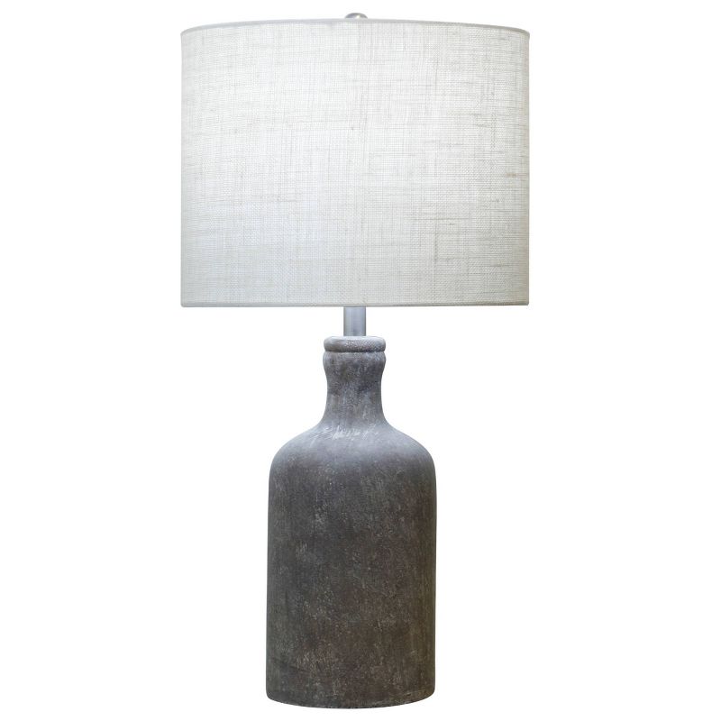 Textured Concrete Table Lamp with Drum Shade Dark Gray Finish - StyleCraft, 3 of 5