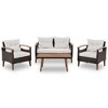 Nestfair 4pc Wicker Patio Conversation Set with Cushions Beige - 2 of 4