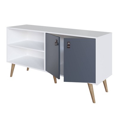 Amber White and Blue MDF TV Stand with Cabinet