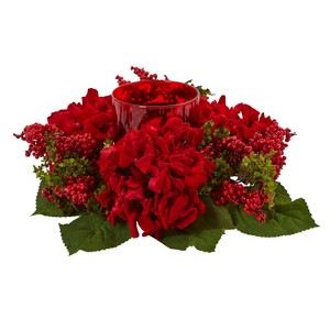 Nearly Natural Hydrangea & Berry Candelabrum - 1 of 1