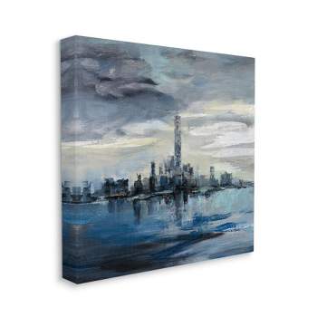 Stupell Industries Storm Cloud City Scape Building Skyline Blue Grey Painting