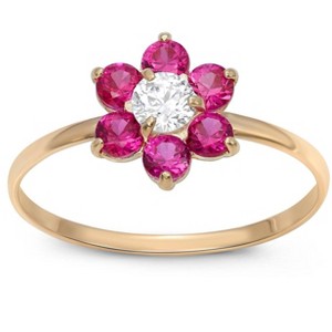 Junior Jewels 10K Yellow Gold Children's Cubic Zirconia Flower Ring - 1 of 2