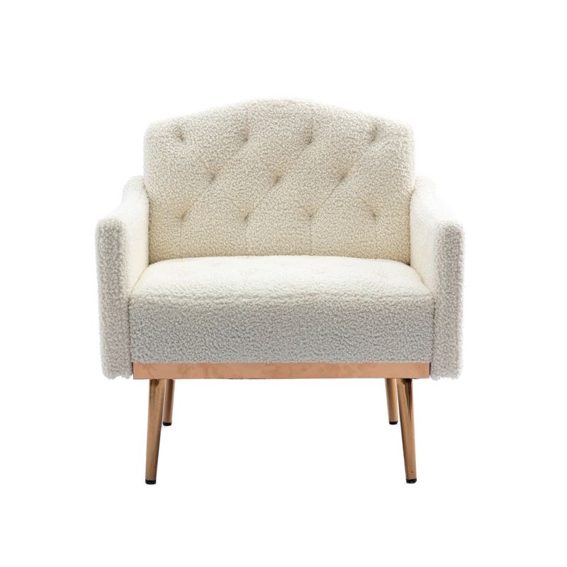 Modern Upholstered Accent Armchair with Tufted Backrest and Rose Golden Feet-ModernLuxe, 5 of 13