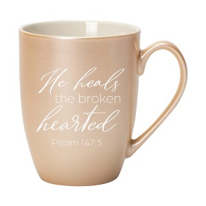 Elanze Designs He Heals The Broken Hearted Pearlescent Sand 10 ounce New Bone China Coffee Cup Mug - 1 of 4