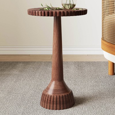 NicBex Modern Solid Wood Round End Table with Unique Base,Natural Side Table,Coffee Table for Bedroom,Living Room