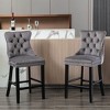 CAVINAS Barstools Set of 2, Velvet Bar Stool with Wood Legs and Nailhead Trim, Counter Height Bar Chair for Bar, Kitchen, Dining Room - 2 of 4