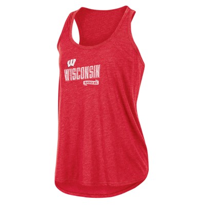  NCAA Women's Gameday Heathered Racerbank Soft Touch Poly Tank Top Wisconsin Badgers - XL 