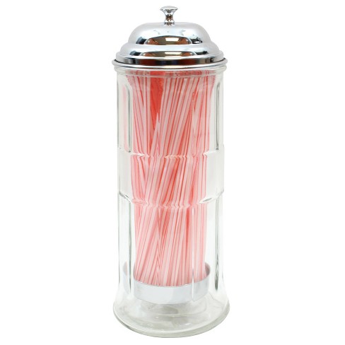 TableCraft Glass Straw Dispenser - Chrome Plated Top - image 1 of 3