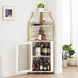 Acekool Corner Bar Cabinet, Wine Rack with Glass Holder, Metal Frame, Space-Saving Home Bar - 1 of 4