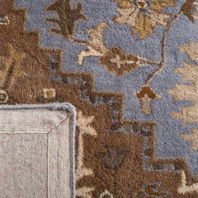 Light Blue and Beige Hand-Tufted Wool Area Rug