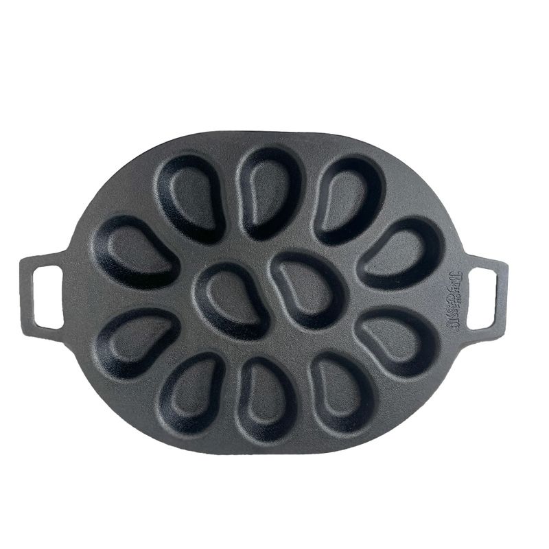 Bayou Classic 7413 Cast Iron 12 Shellfish Shaped Oyster Grill and Serve Kitchen Cooking Pan for Shucked or Half-Shell Seafood, Black, 3 of 8