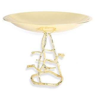 Classic Touch 11.75"D Gold Cake Plate on Leaf Base