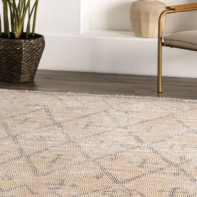 Handmade Trellis Charm Rectangular Wool-Blend 5' x 8' Rug in Beige