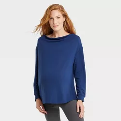 Rib-Knit Match Back Maternity Sweatshirt - Isabel Maternity by Ingrid & Isabel™ Blue S