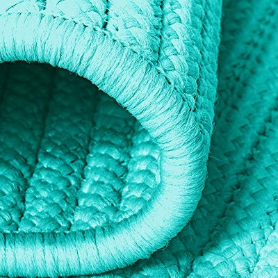 Turquoise Oval Synthetic Braided Washable Rug Sample Swatch