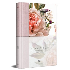 KJV Holy Bible, Large Print Medium Format, Pink Cloth Hardcover with Floral Design, Ribbon Marker, Red Letter - by  Origin - 1 of 1