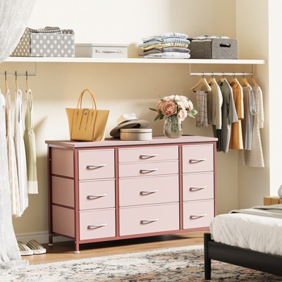 10 Drawer Dresser for Bedroom with Large Drawers for 55 Inch Long TV Stand with Power Outlet