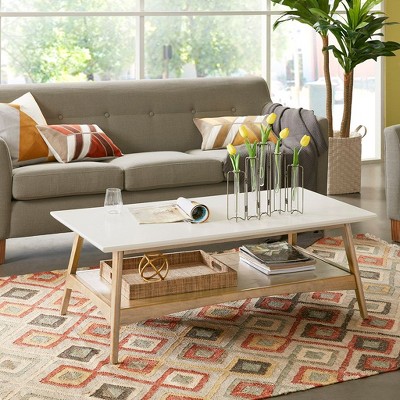 NicBex Mid-Century Style Coffee Table with White Top & Wooden Legs,End Table/Center Tables for Living Room