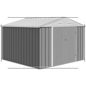 12 x 10 FT Outdoor Storage Shed, Large Waterproof Metal Garden Shed with Updated Frame Floor - 1 of 4