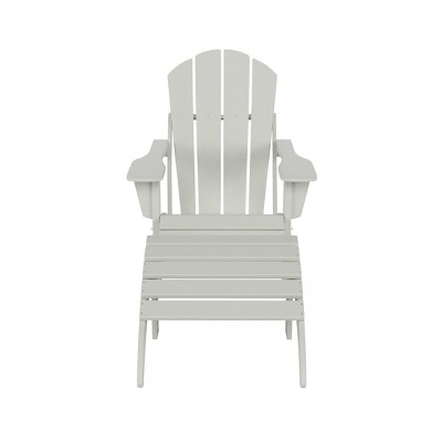 WestinTrends Malibu HDPE Outdoor Patio Folding Poly Adirondack Chair with Ottoman (2-Piece Set)