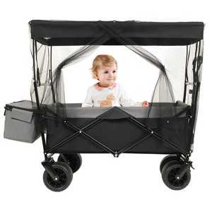 HTUTWOO Collapsible Wagon Cart with Canopy, 7" All-Terrain Wheels, Duty 480 lbs, Large Capacity for Camping, Shopping, Sports, and Garden Use - 1 of 4
