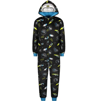Sleep On It Boys Astronaut Zip-Up Hooded Sleeper Pajama with Built Up 3D Charachter Hood