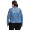 Women's Plus Size Corpped Denim Long Sleeve Button Down Casual Jean Jackets with Pockets - Agnes Orinda - 4 of 4