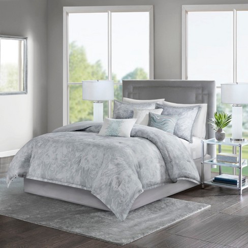 7pc Karlene Cotton Sateen Comforter Set Gray Target