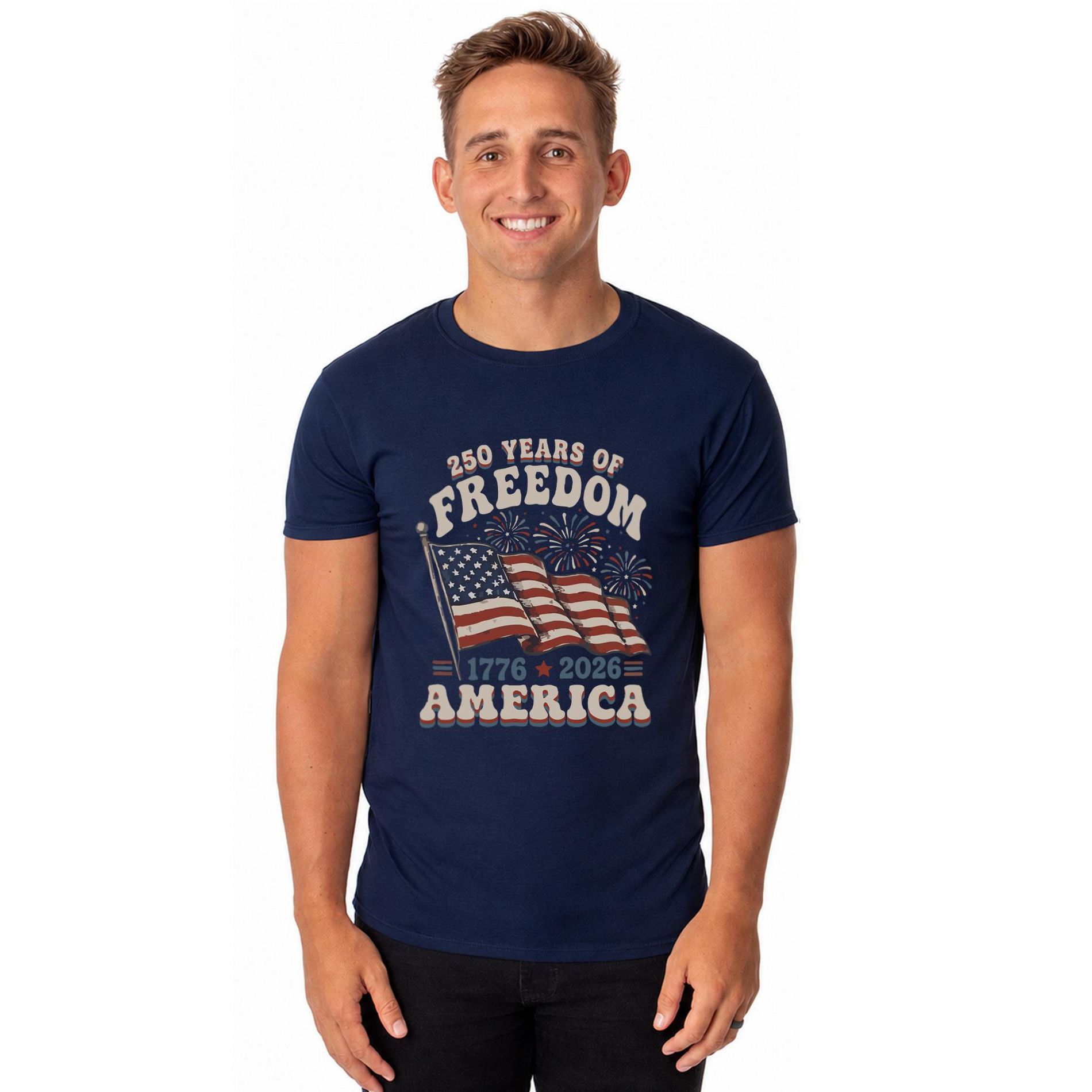 PJammy USA T-Shirt Men's America 250 Years of Freedom Short Sleeve Tee
