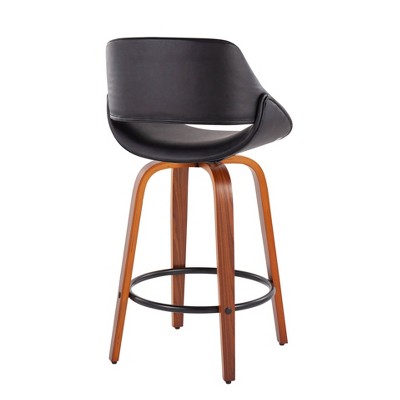 Walnut and Black Metal Swivel Adjustable Counter Stool, Set of 2