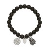 Chisel Stainless Steel Antiqued and Owl and Tree of Life 8mm Black Jade Beaded Stretch Bracelet - 3 of 4