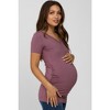 PinkBlush Mauve V-Neck Ruched Side Maternity Top - 2 of 4