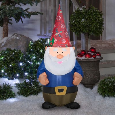 4 Ft. LED Christmas Gnome with Snowflake Hat Inflatable