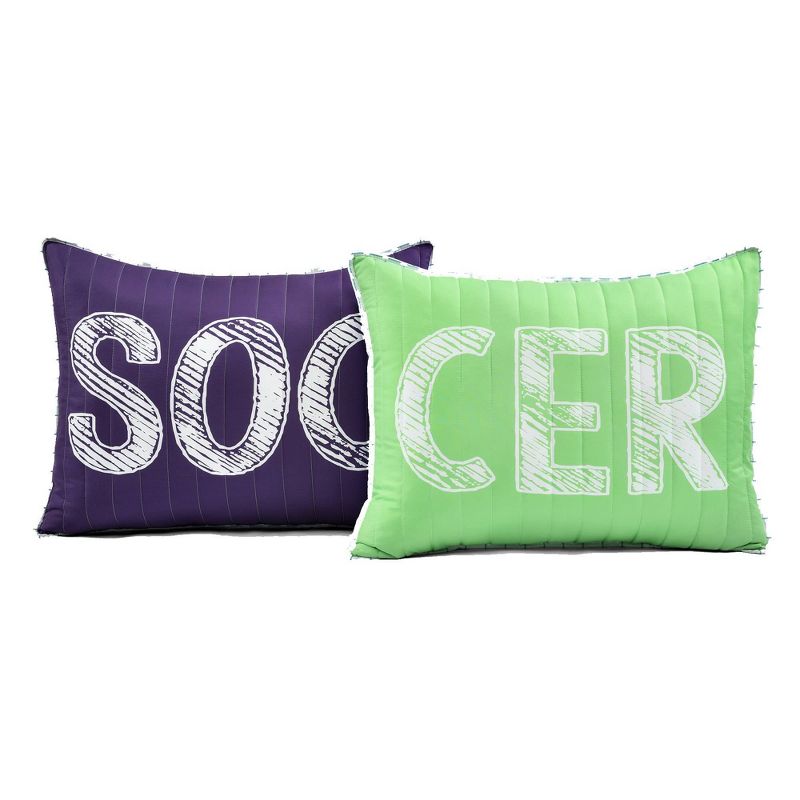 Kids' Girls Soccer Kick Reversible Oversized Quilt Set Purple - Lush Décor, 5 of 11