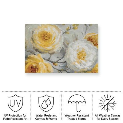 Lisa Audit Sunshine Yellow and White Floral Outdoor Canvas Print 30x47