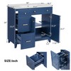 Grungis Bathroom Vanity with Ceramic Sink and Adjustable Shelves,Bathroom Storage Cabinet with Double-Layer Drawers and Soft Close Doors - 3 of 4
