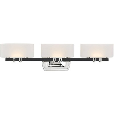 Minka Lavery Modern Wall Light Coal Polished Nickel Hardwired 26 3/4" 3-Light Fixture LED Frosted White Glass Shade for Bathroom