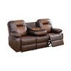 MAYEERTY Reclining Sofa, 3-Seat Breathable Leather Recliner with Reversible Coffee Table for Living Room, Brown - 3 of 4
