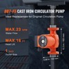 VEVOR 007-F5-7IFC Hot Water Recirculating Pump, 110V, 70W 23 GPM Hot Water Circulation Pump, 1" NPT Flange 3-Speed Circulator Pump, Quiet Operation - 3 of 4