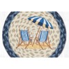 Earth Rugs Navy Beach Chair Round Trivet – 10" Nautical Print on Braided Natural Jute Mat - 2 of 3