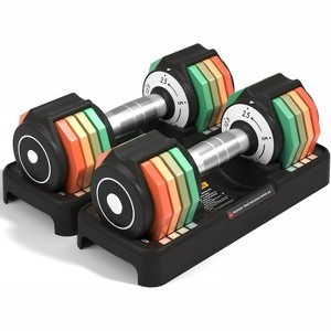 5-in-1 Adjustable Dumbbell Set/Single, 12.5-55LB Free Weights with Anti-Slip Handle & Rainbow Plates for Home Gym - 1 of 4
