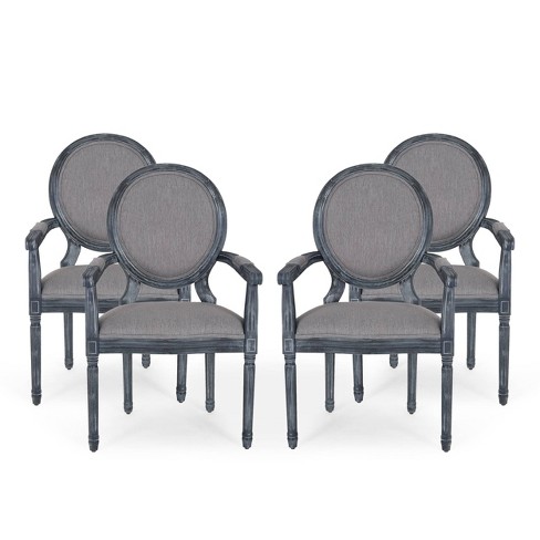 Gray upholstered dining online chairs set of 4