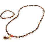 Juvale 2 Pieces Chakra Necklace and Bracelet Set, Natural Tiger’s Eye Stone