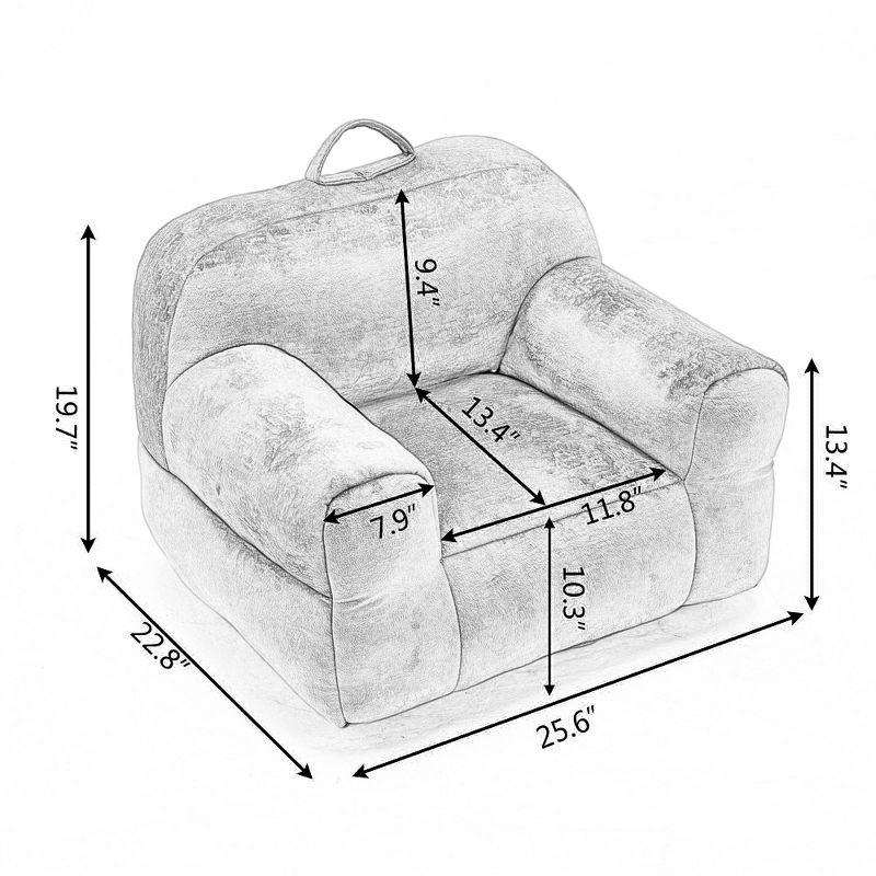 Arlo Kids Bean Bag Chairs,25.6" Velvet Fabric Memory Foam Small Bean Bag Chair For kids -Maison Boucle, 5 of 9