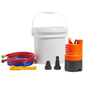 VEVOR Tankless Water Heater Flushing Kit, Includes Efficient Pump & 3.7 Gallon Pail & 2 Hoses, Wrench and Adapter for Quick Install, Orange - 1 of 4