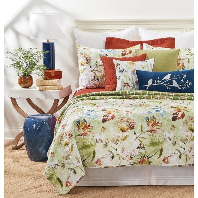 White Cotton King Quilt Set with Floral Design